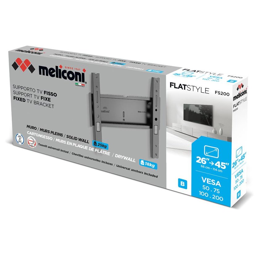 Fixní TV držák (zeď/sádrokarton) Meliconi Flatstyle FS200 CG 580482 černý