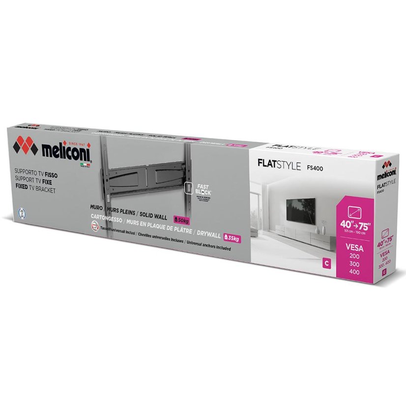 Fixní TV držák (zeď/sádrokarton) Meliconi Flatstyle FS400 CG 580479 černý