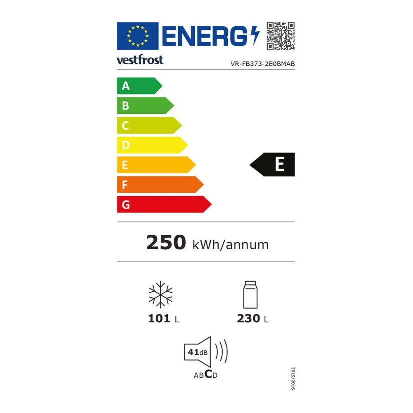 Kombinovaná lednice Vestfrost VR-FB373-2EOBMAB Bowie-černá