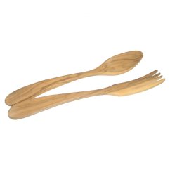 653255 Dřevěný příbor na salát 35cm,oliv