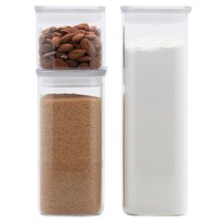 Sada 3 kusů skleněných dóz Pebbly PKV-067, 470 ml, 1,2 l, 1,8 l