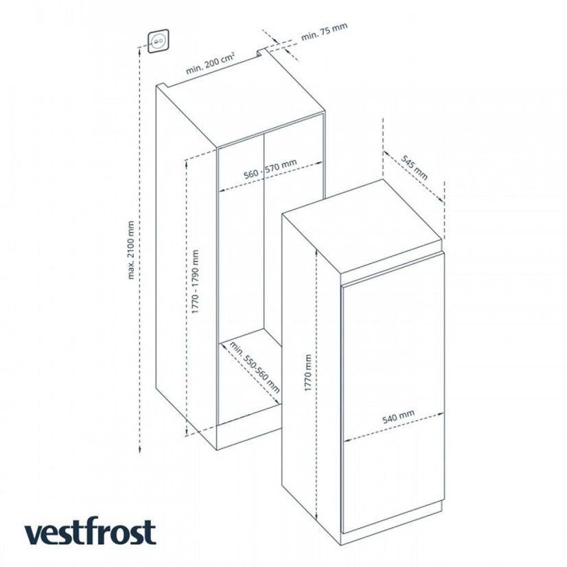 Chladnička Vestfrost VR-BF27952H1S bílá