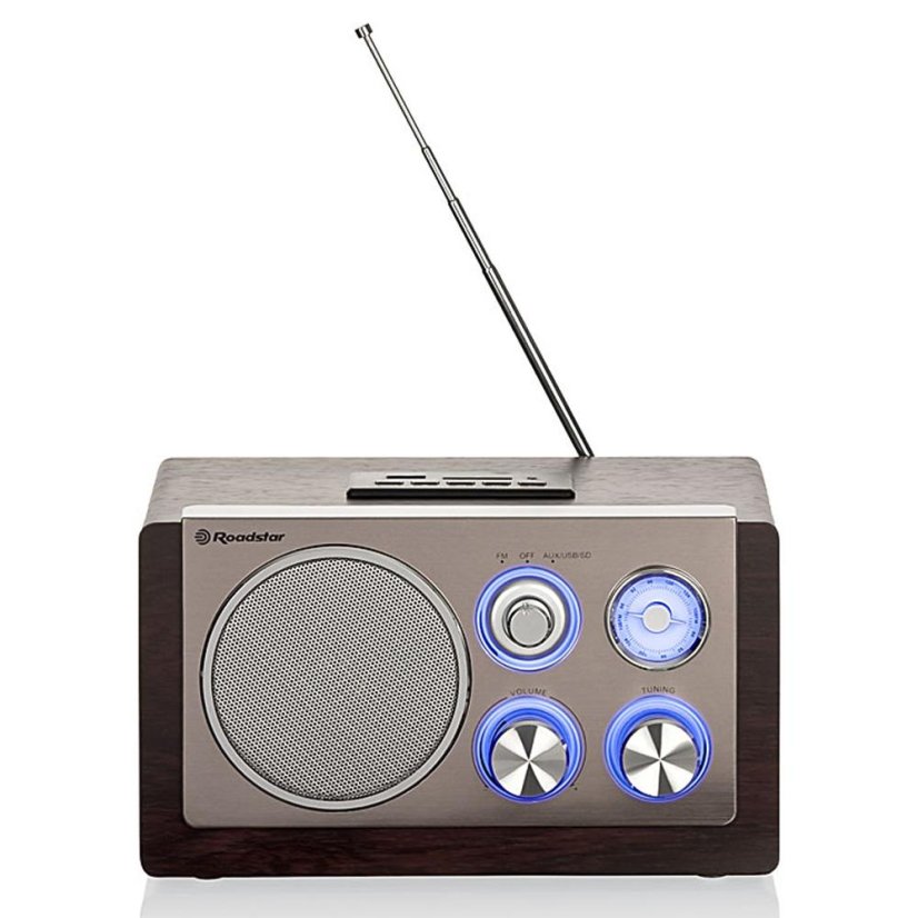 Dřevěné rádio Roadstar HRA-1345NUS/WD stříbrné