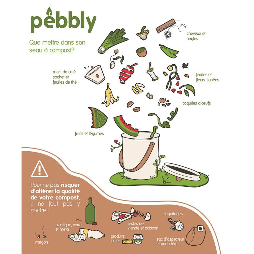 Kompostérový set Pebbly NBA193, 4,5 l krémový