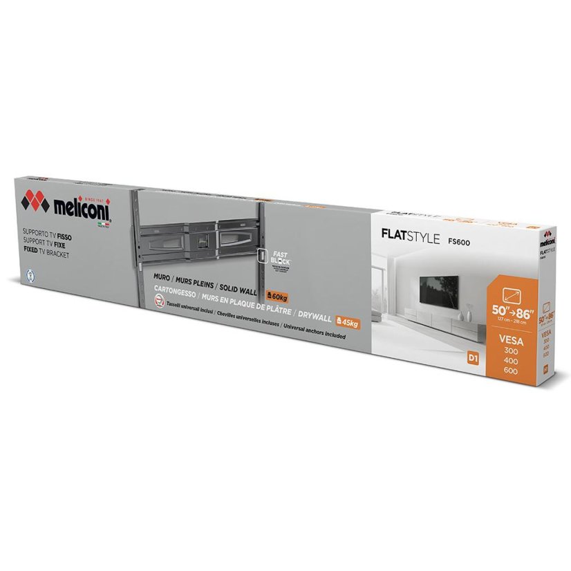 Fixní TV držák (zeď/sádrokarton) Meliconi FlatStyle FS600 CG 580480 černý