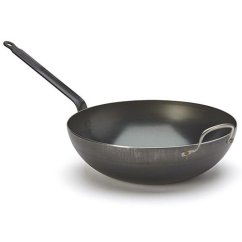 Pánev Wok z modré oceli de Buyer Blue Carbon 5217.32, 32 cm