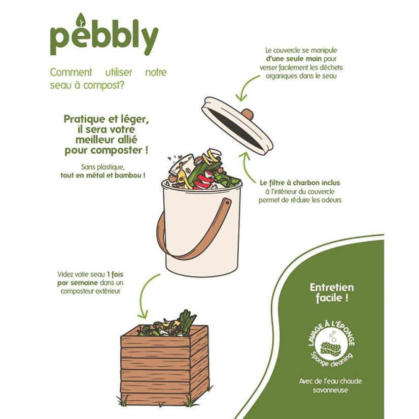 Kompostérový set Pebbly NBA193, 4,5 l krémový