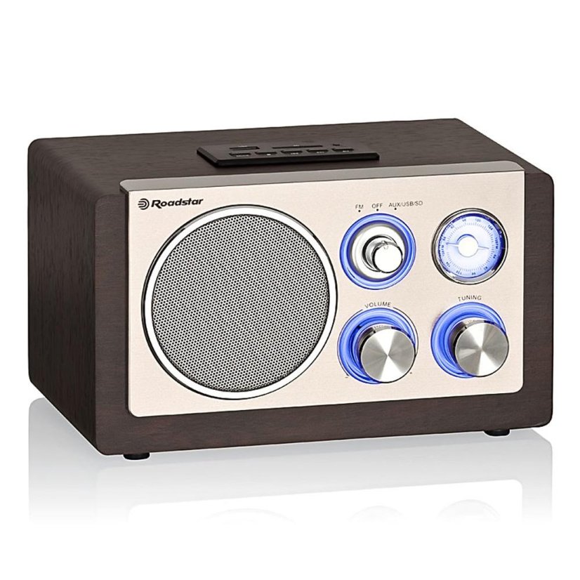 Dřevěné rádio Roadstar HRA-1345NUS/WD stříbrné